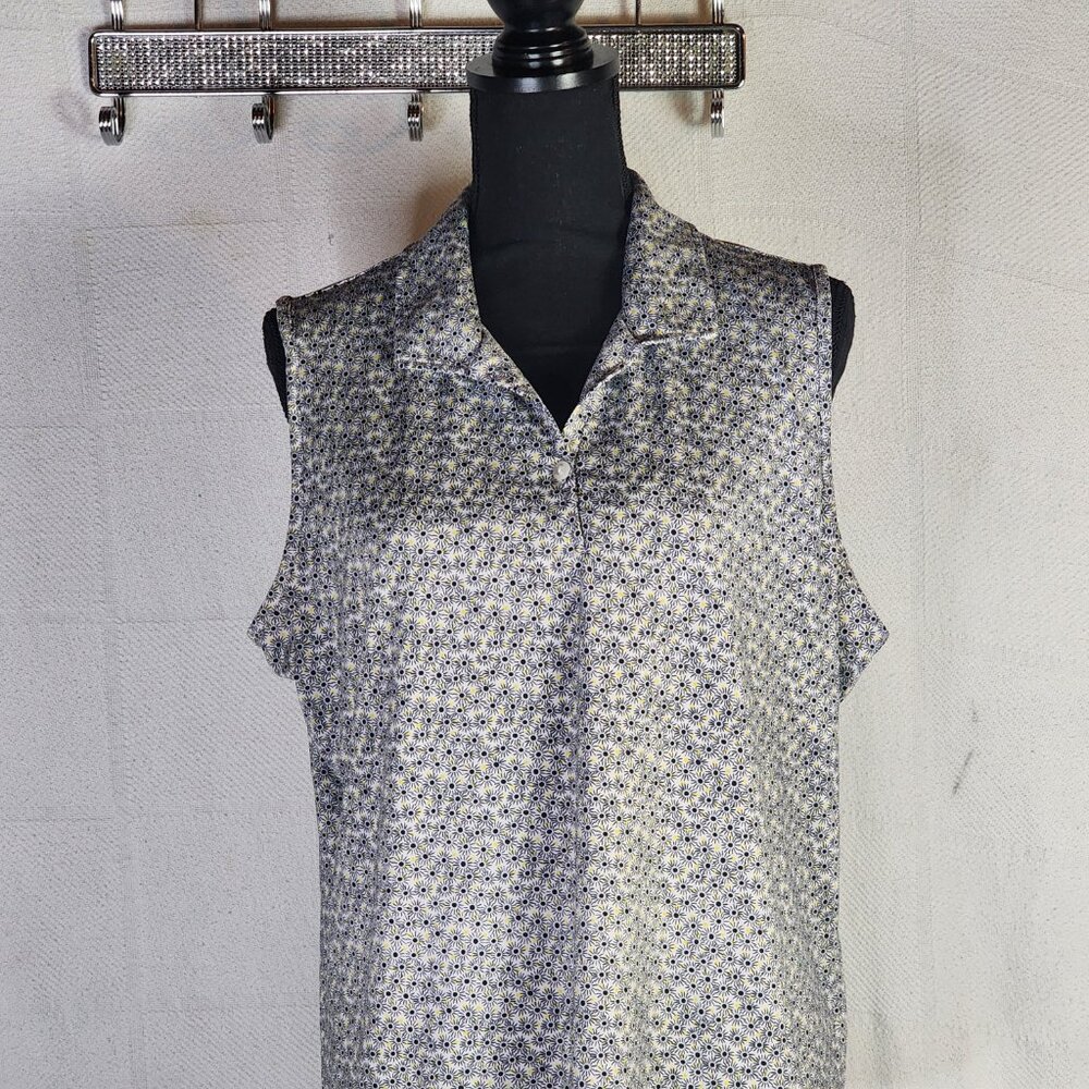 EP Pro Tour Tech Black White Yellow Floral Sleeveless Poly Span Golf Tank Sz XL - Picture 3 of 16